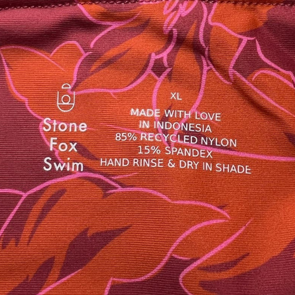 NWT Stone Fox Swim River Bikini Bottom, Adjustable, Side Tie, Red/Pink Floral XL - Picture 7 of 15